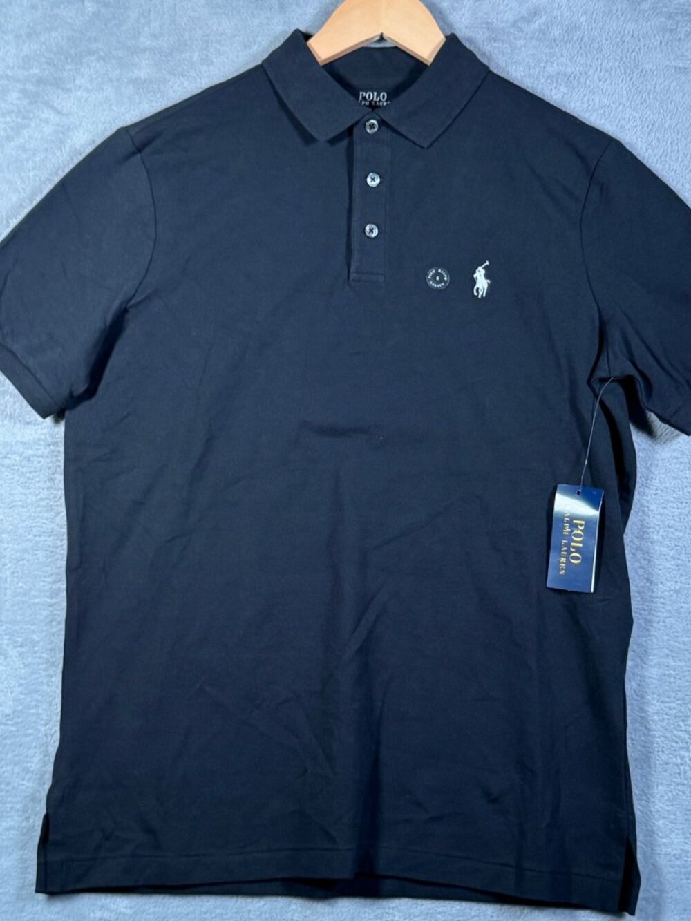 Polo Ralph Lauren Shirt Mens S Black Classic Fit Short Sleeve Pony Mesh Stretch